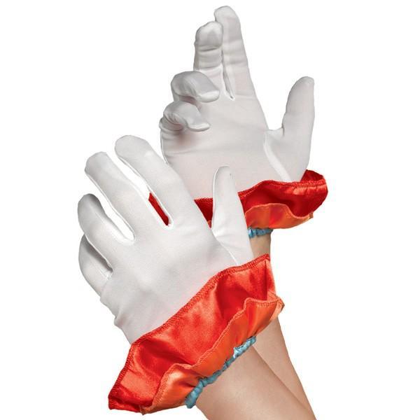 Girls Clown White & Red Trim Gloves - JJ's Party House