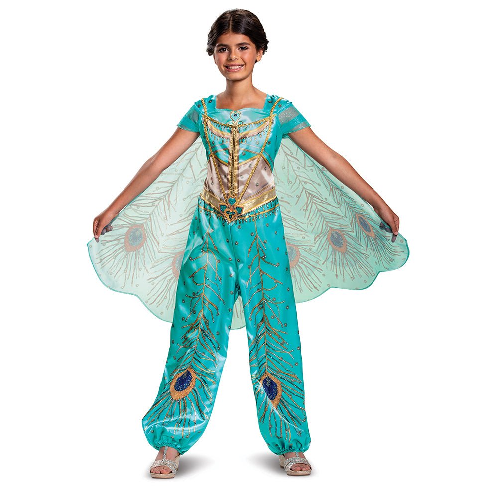 Girls Deluxe Jasmine Teal Costume - Aladdin - JJ's Party House