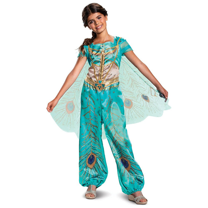 Girls Deluxe Jasmine Teal Costume - Aladdin - JJ's Party House