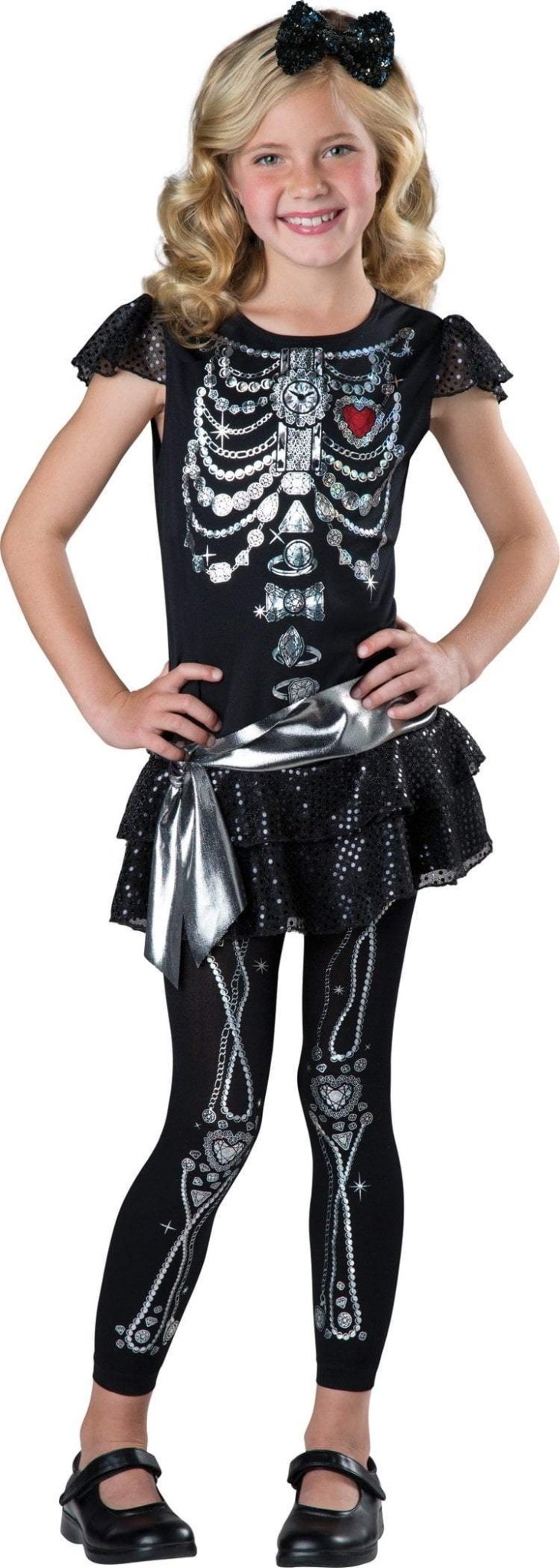 Girls Sparkly Skeleton Costume - JJ's Party House