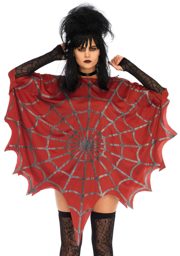 Glitter Spiderweb Poncho LEG-3762 RED - JJ's Party House