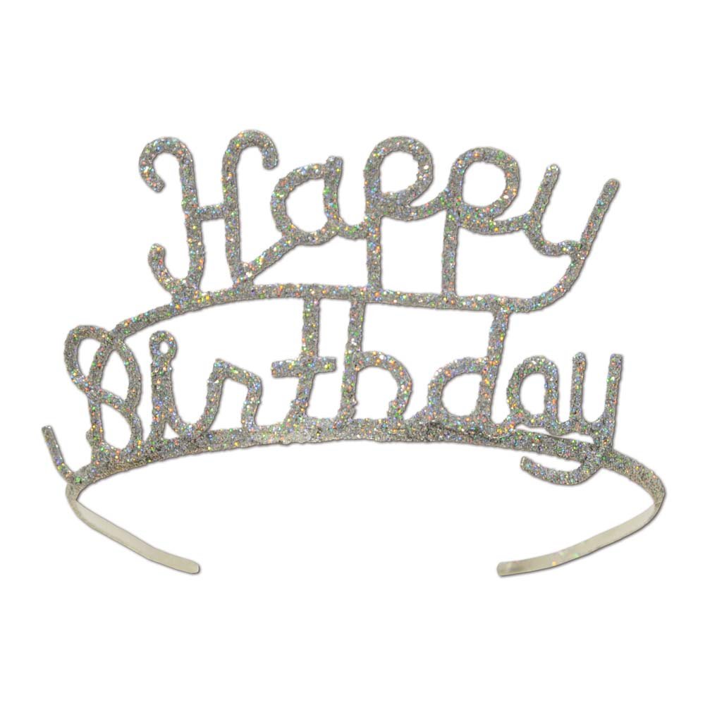Glittered Metal Happy Birthday Tiara - JJ's Party House