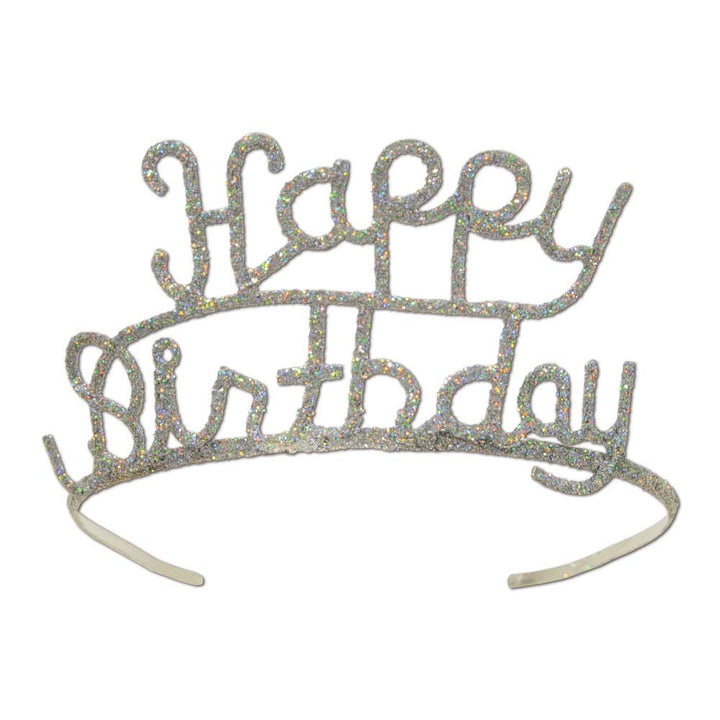 Glittered Metal Happy Birthday Tiara - JJ's Party House