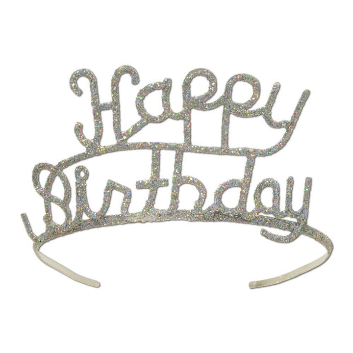 Glittered Metal Happy Birthday Tiara - JJ's Party House