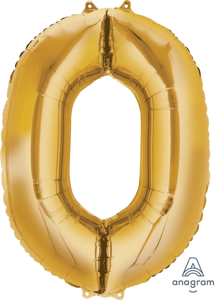 Gold 0 Number Balloon 34'' - JJ's Party House: Birthday, Balloons & Custom Party Favors