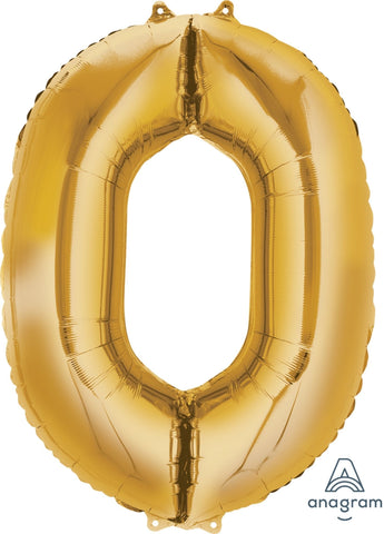 Gold 0 Number Balloon 34'' - JJ's Party House: Birthday, Balloons & Custom Party Favors