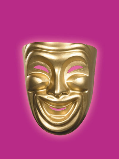 Gold Comedy Mask - JJ's Party House - Custom Frosted Cups and Napkins