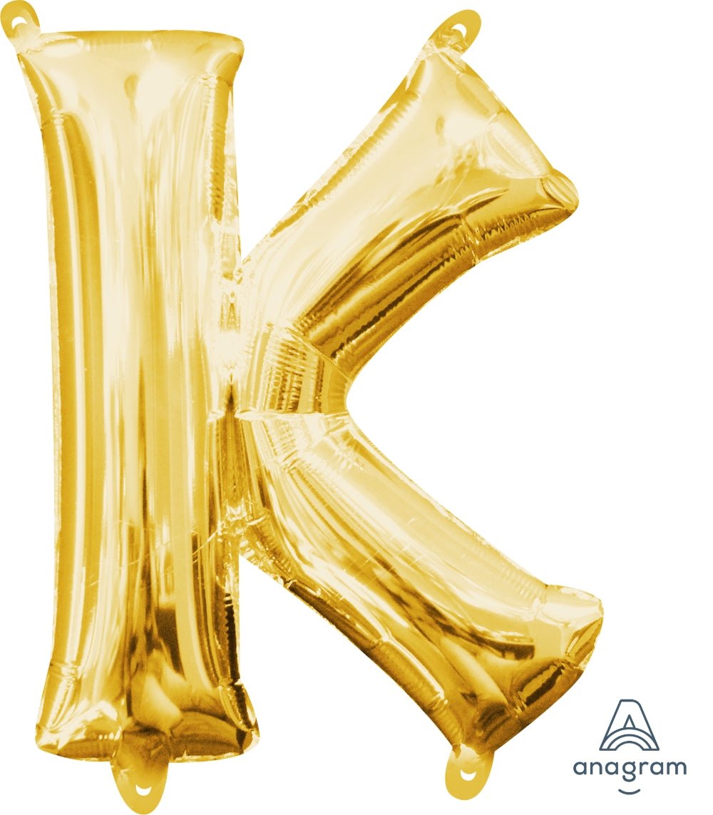 Gold Letter K Air Filled Balloon 16in - JJ's Party House