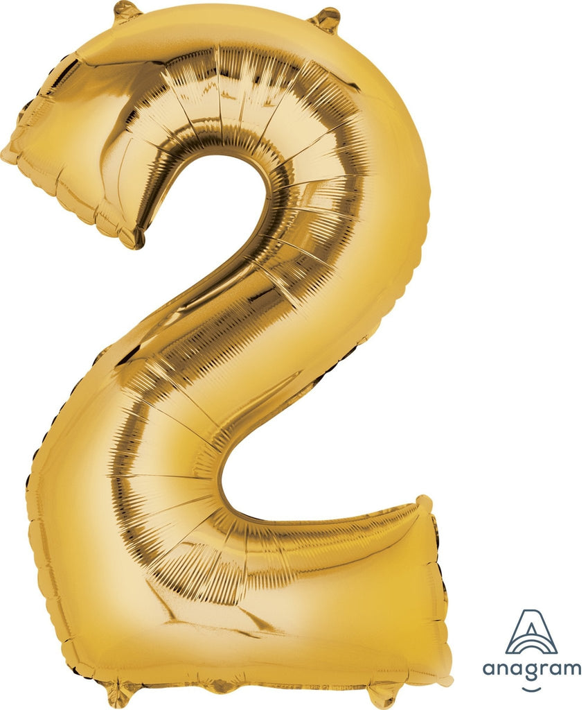 Gold Number 2 Balloon 34'' - JJ's Party House: Birthday, Balloons & Custom Party Favors