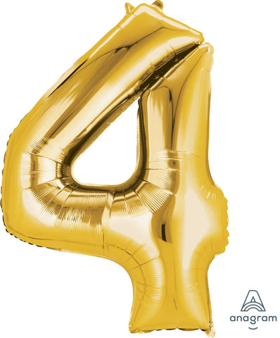 Gold Number 4 Balloon 34'' - JJ's Party House: Birthday, Balloons & Custom Party Favors