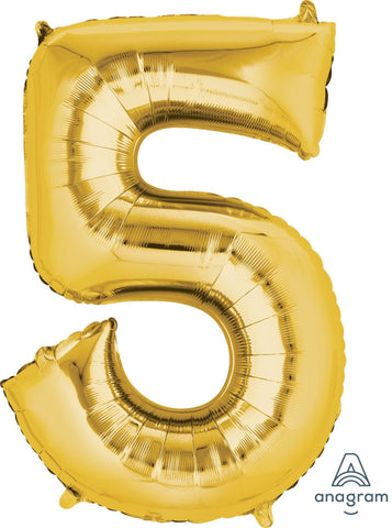 Gold Number 5 Balloon 34'' - JJ's Party House: Birthday, Balloons & Custom Party Favors