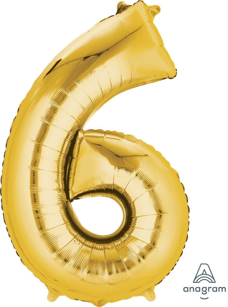 Gold Number 6 Balloon 34'' - JJ's Party House: Birthday, Balloons & Custom Party Favors