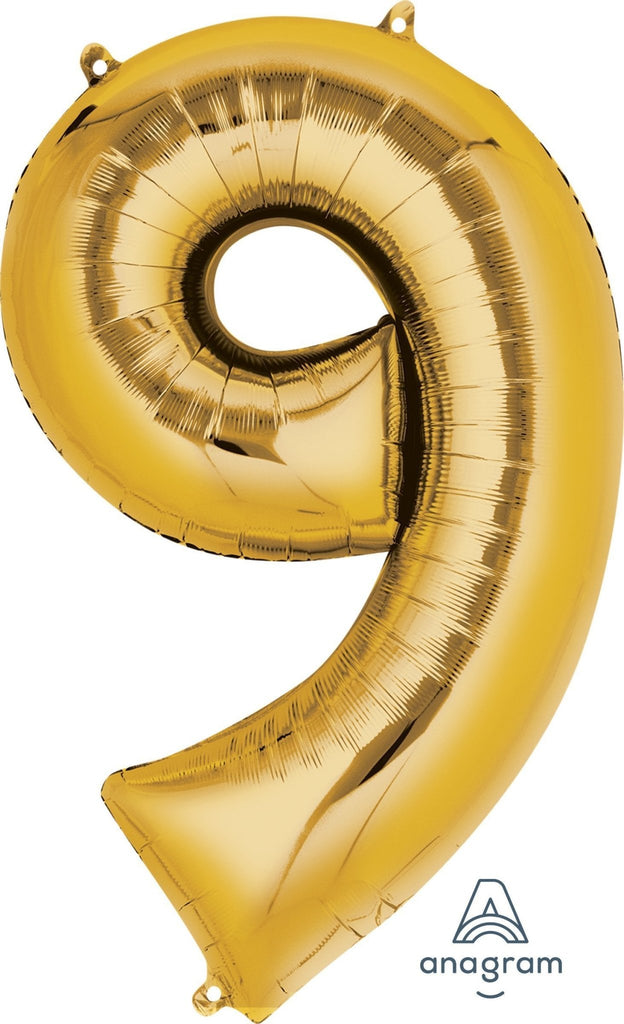 Gold Number 9 Balloon 34'' - JJ's Party House: Birthday, Balloons & Custom Party Favors