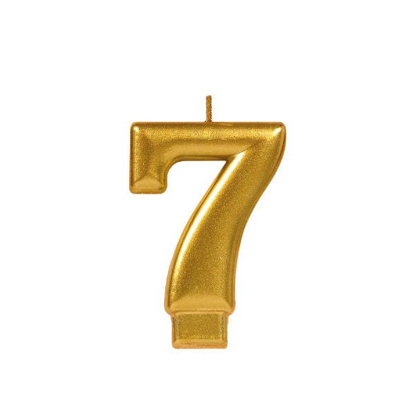 Gold Numeral #7 Metallic Candle - JJ's Party House: Birthday, Balloons & Custom Party Favors