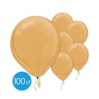 Gold Pearlized Latex Balloons 100ct - JJ's Party House
