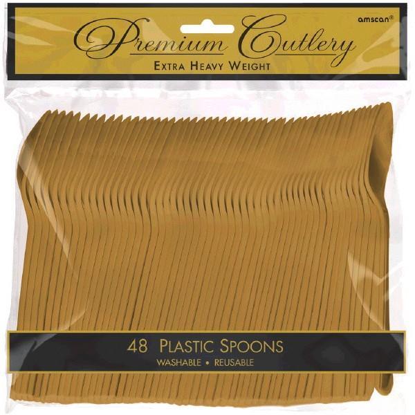 Gold Premium Plastic Spoons - 48ct - JJ's Party House