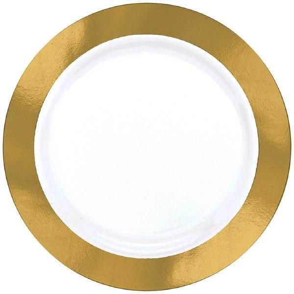 Gold & White 7.5in Plates - JJ's Party House