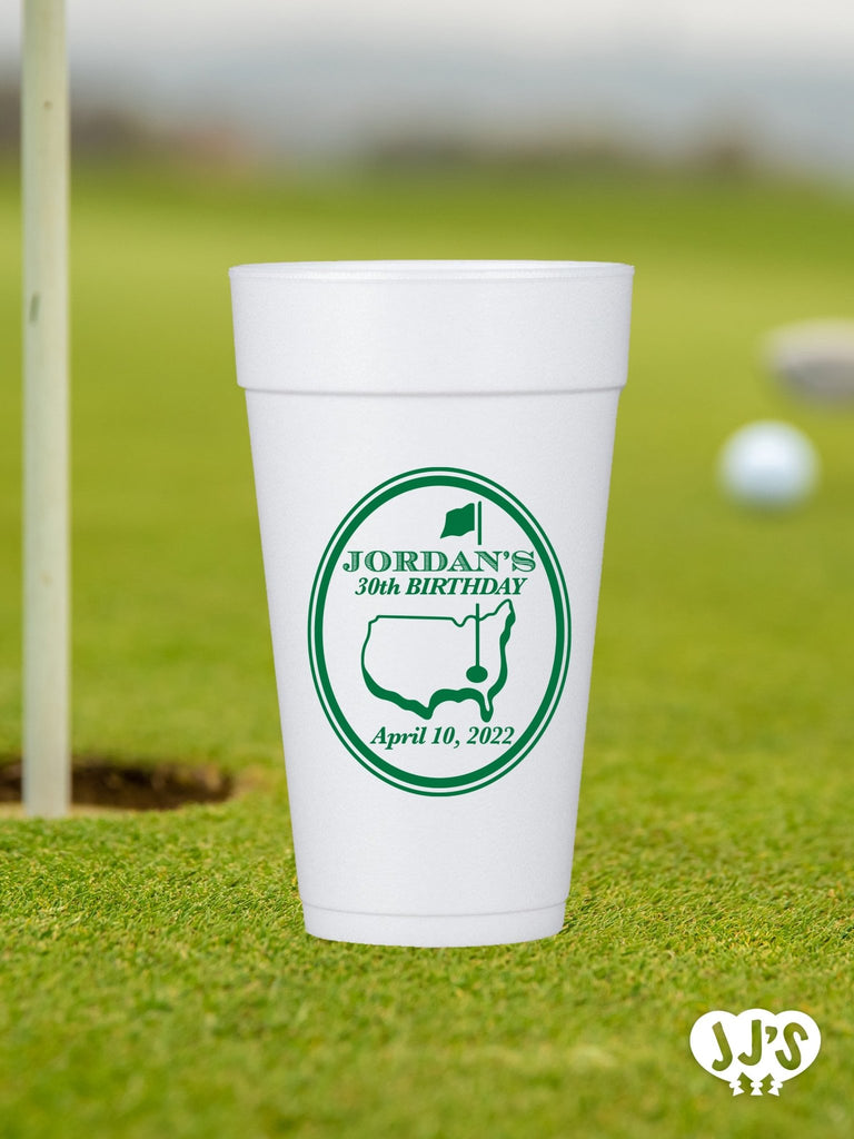 Golf Masters Custom Birthday Foam Cups - JJ's Party House - Custom Frosted Cups and Napkins