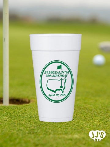 Golf Masters Custom Birthday Foam Cups - JJ's Party House - Custom Frosted Cups and Napkins