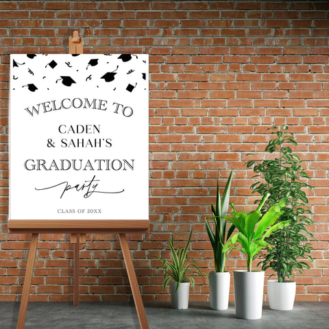 Grad Cap Toss Graduation Welcome Sign - JJ's Party House - Custom Frosted Cups and Napkins