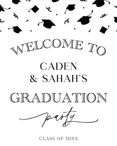 Grad Cap Toss Graduation Welcome Sign - JJ's Party House - Custom Frosted Cups and Napkins