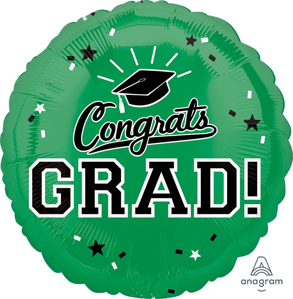 Green Congrats Grad Mylar Balloon 18" - JJ's Party House