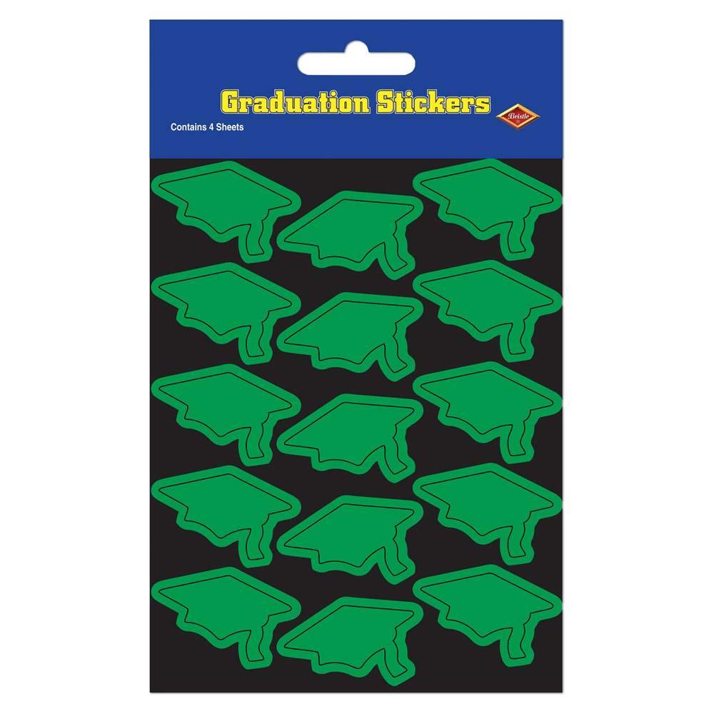 Green Grad Cap Stickers 60ct - JJ's Party House