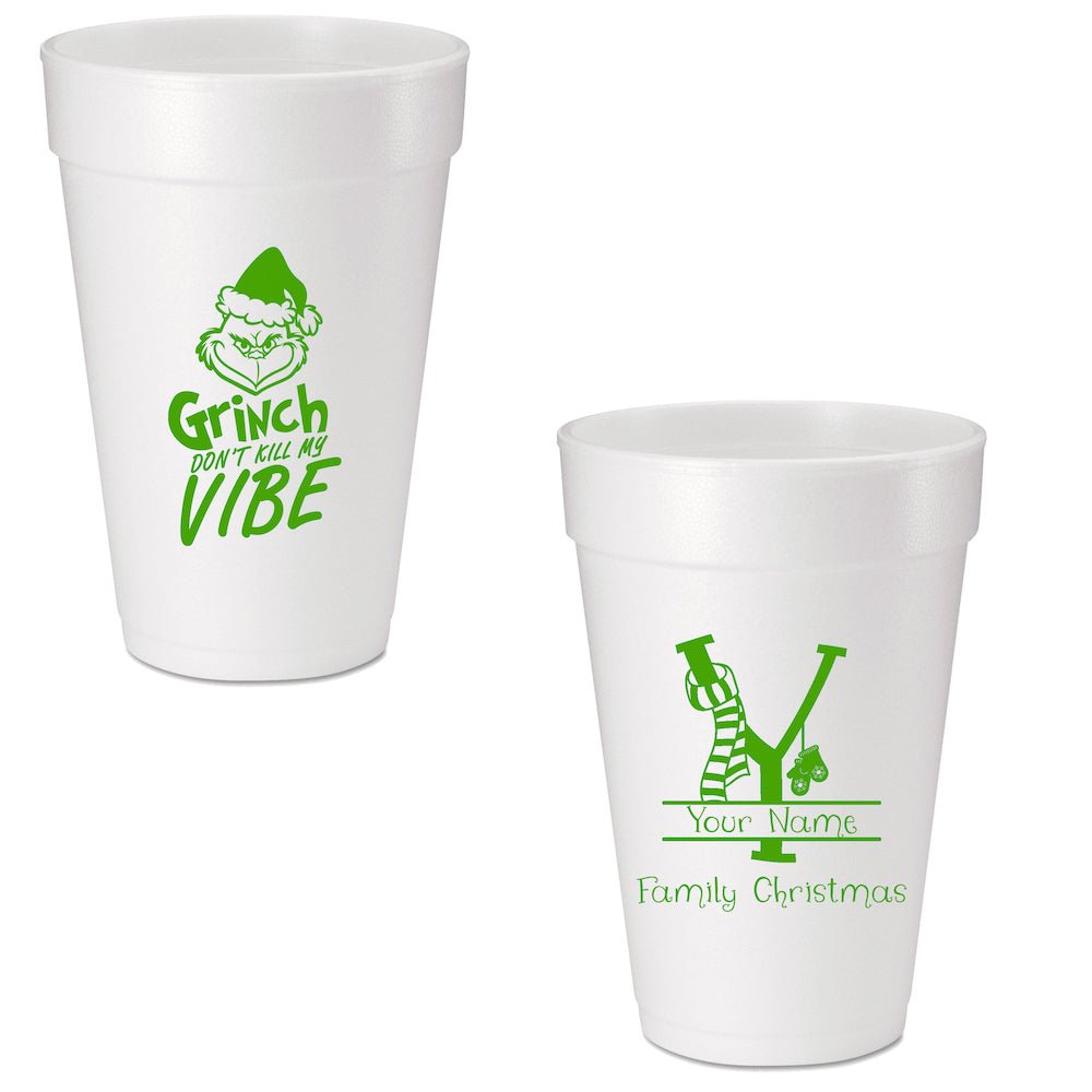 Grinch Vibe Custom Printed Foam Cups - JJ's Party House