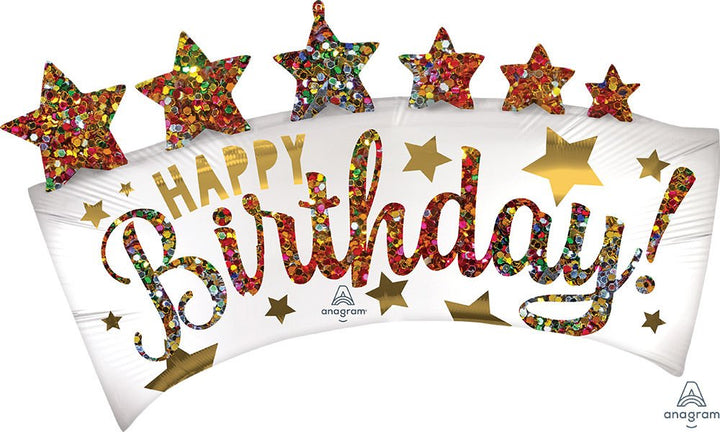Happy Birthday Glitter Banner Jumbo Balloon 34" - JJ's Party House
