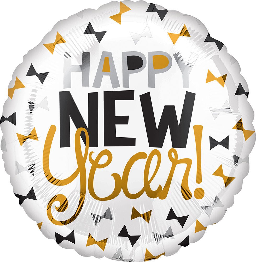 Happy New Year Bow Ties Mylar Balloon 18" - JJ's Party House