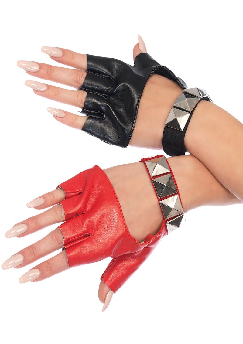 Harley Two-Tone Studded Finger Gloves - JJ's Party House