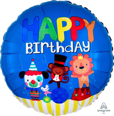 HBD Circus Fun Mylar Balloon - JJ's Party House - Custom Frosted Cups and Napkins