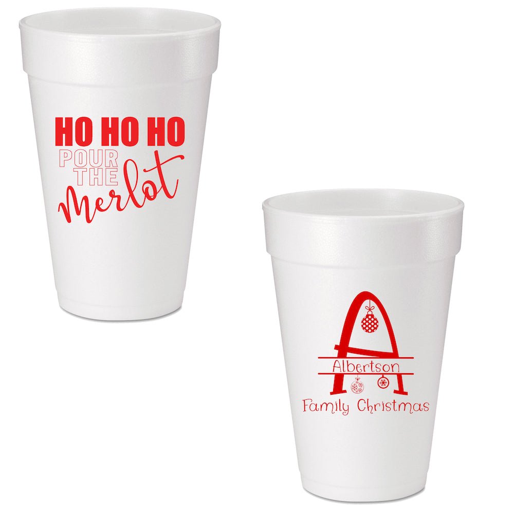 Ho Ho Ho Pass the Merlot Custom Printed Foam Cups - JJ's Party House