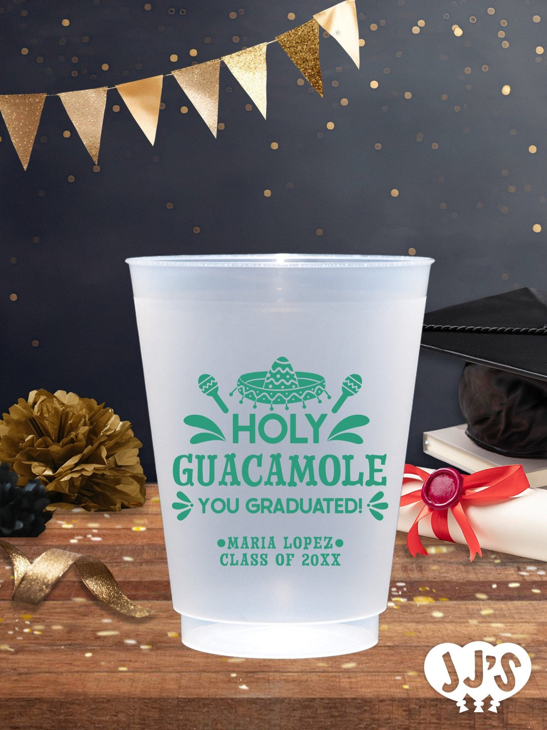 Holy Guacamole Personalized Graduation Frosted Cups - JJ's Party House - Custom Frosted Cups and Napkins