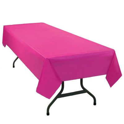 Hot Pink Plastic Table Cover 54"X 108" - JJ's Party House - Custom Frosted Cups and Napkins