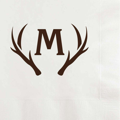 Initial with Deer Antlers Personalized Wedding Napkins - JJ's Party House