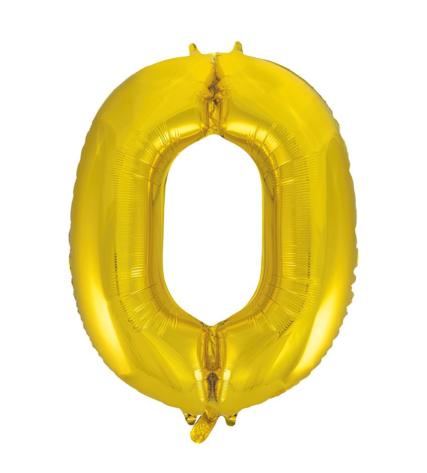 Jumbo Gold Number 0 Balloon 34" - JJ's Party House
