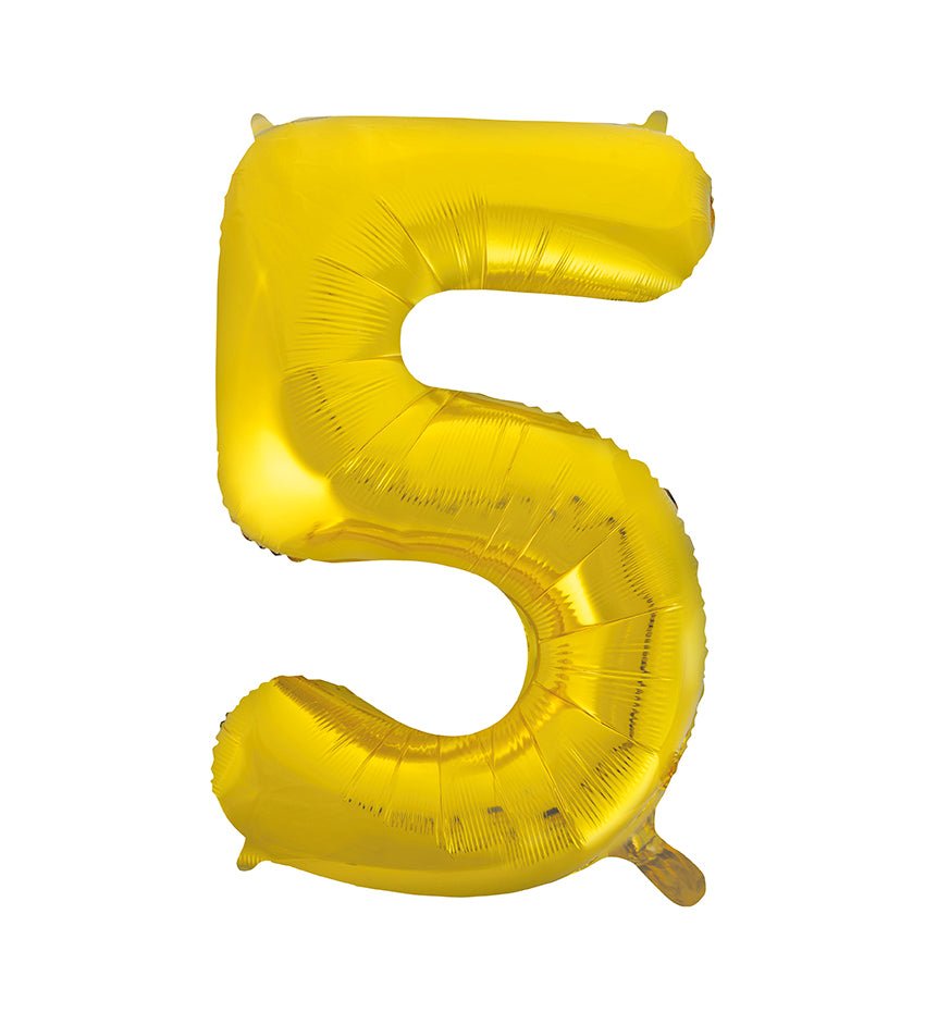 Jumbo Gold Number 5 Balloon 34" - JJ's Party House