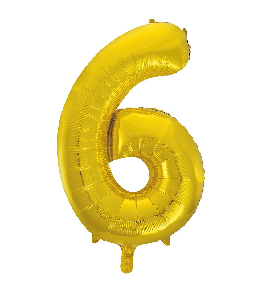 Jumbo Gold Number 6 Balloon 34" - JJ's Party House