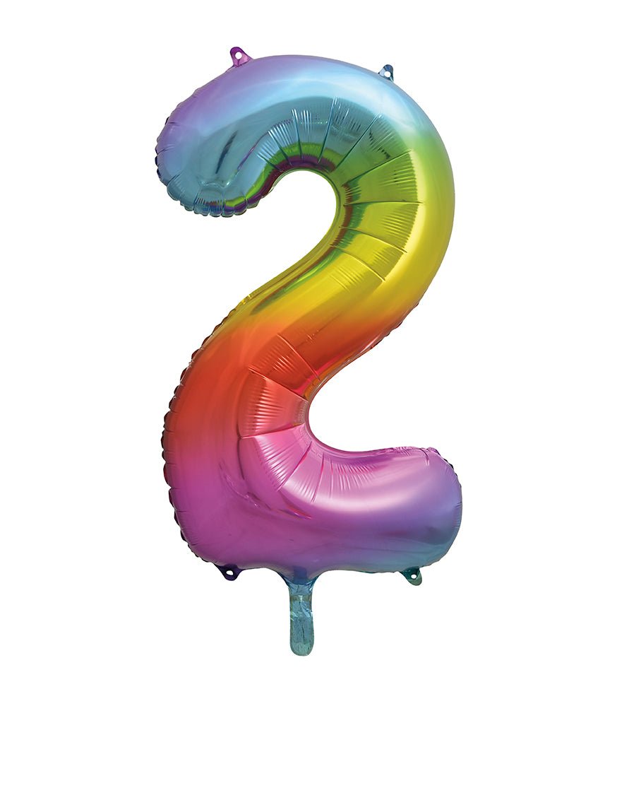 Jumbo Rainbow Number 2 Balloon 34" - JJ's Party House