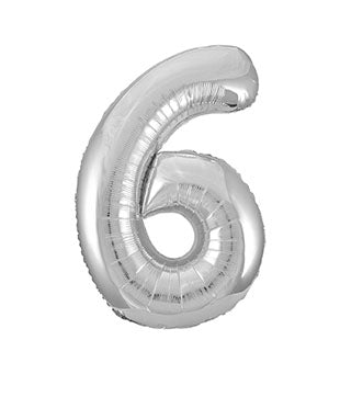 Jumbo Silver Number 6 Balloon 34" - JJ's Party House