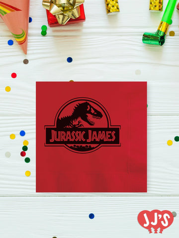 Jurassic Birthday Personalized Dinosaur Birthday Napkins - JJ's Party House - Custom Frosted Cups and Napkins