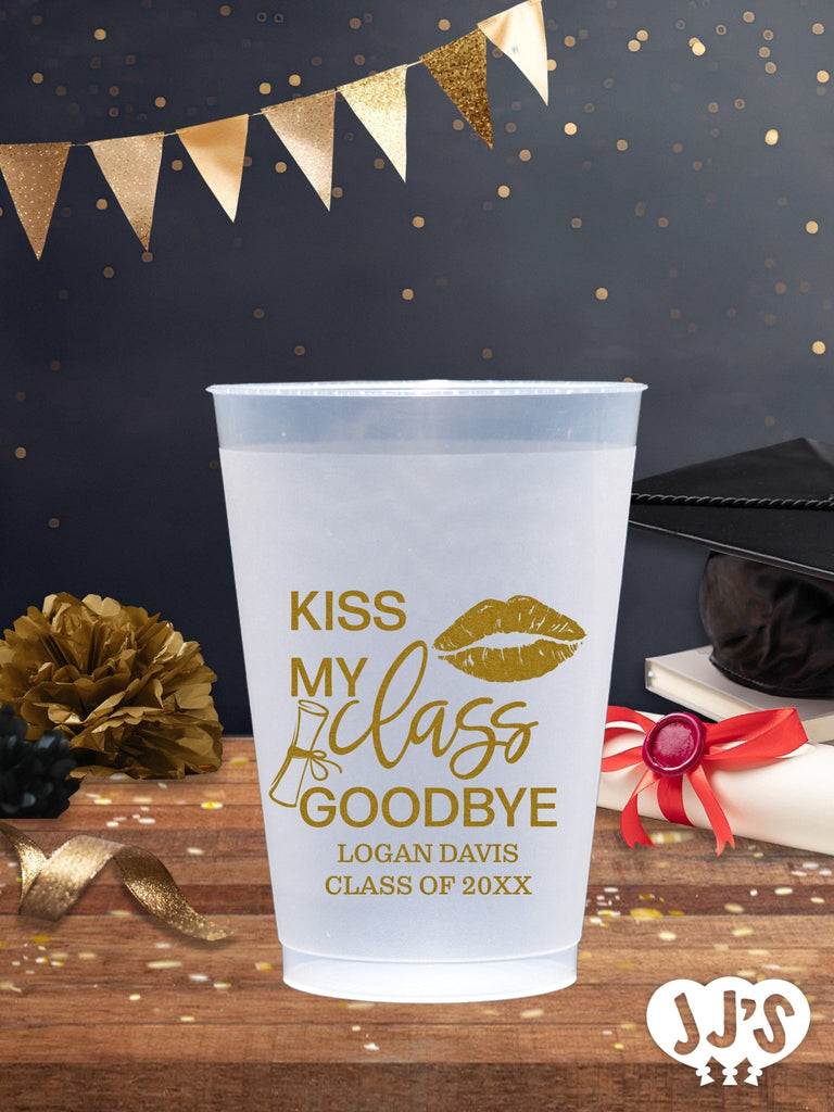 Kiss My Class Goodbye Lipstick Personalized Graduation Frosted Cups - JJ's Party House - Custom Frosted Cups and Napkins