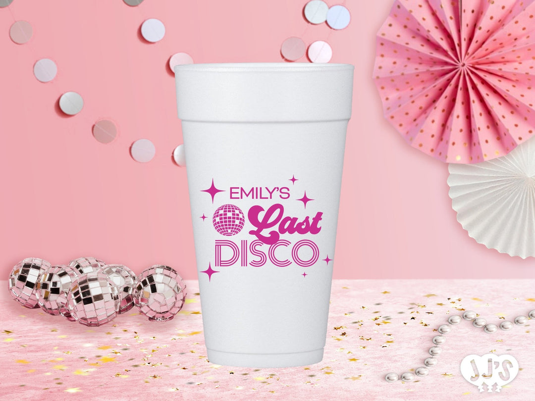 Last Disco Bachelorette Personzalized Foam Cups Cups - JJ's Party House