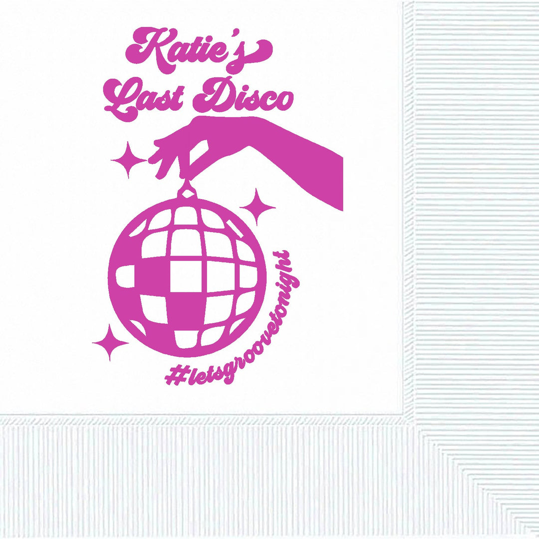 Last Disco Seventies Bachelorette Party Custom Printed Personalized Beverage Napkins - JJ's Party House