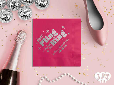 Last Fling Before the Ring Personalized Bachelorette Napkins - JJ's Party House