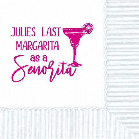 Last Margarita as a Senorita Bachelorette Cocktail Napkins - JJ's Party House
