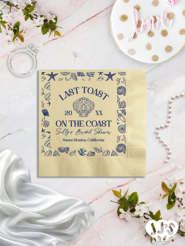 Last Toast on the Coast Personalized Bridal Shower Party Napkins - JJ's Party House