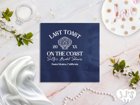 Last Toast on the Coast Personalized Bridal Shower Party Napkins - JJ's Party House