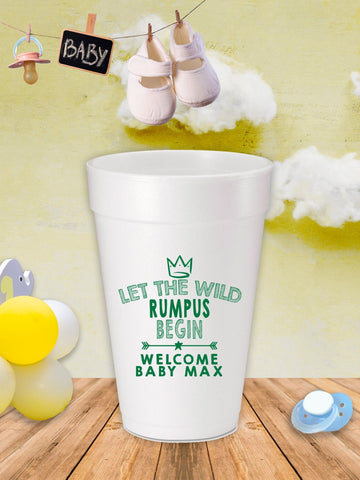 Let The Wild Rumpus Begin Baby Shower Custom Foam Cups - JJ's Party House
